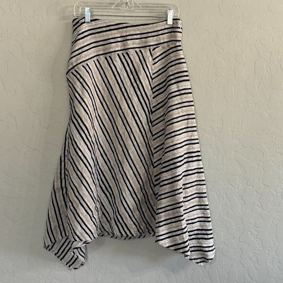 Ann Taylor Dresses & Skirts - Black and Cream Pattern Midi Skirt Linen with Handkerchief Hem